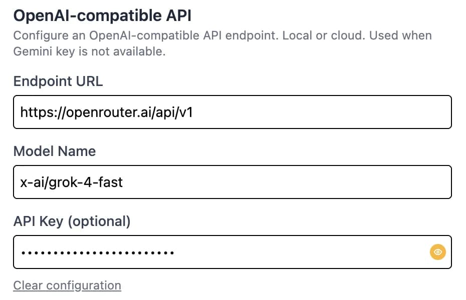 Bring Your Own AI Configuration