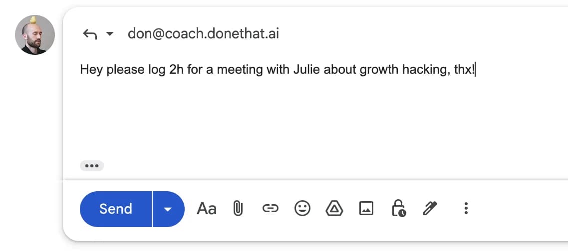 Adding offline work via email in DoneThat