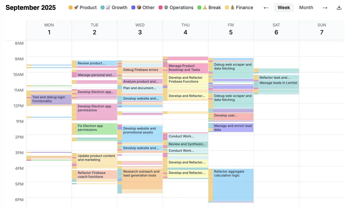 DoneThat automatic calendar reconstruction screenshot