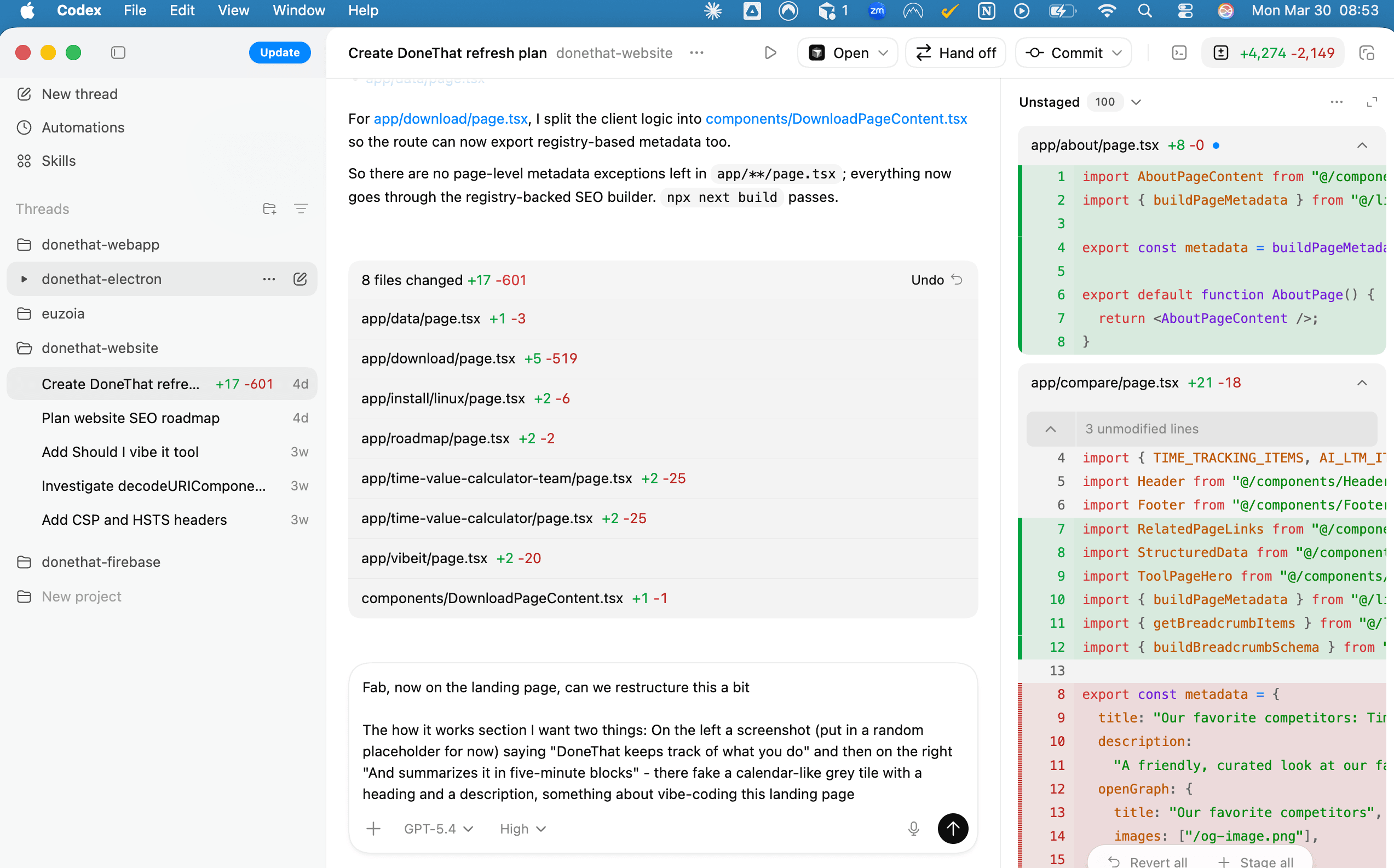 DoneThat desktop activity and work tracking view