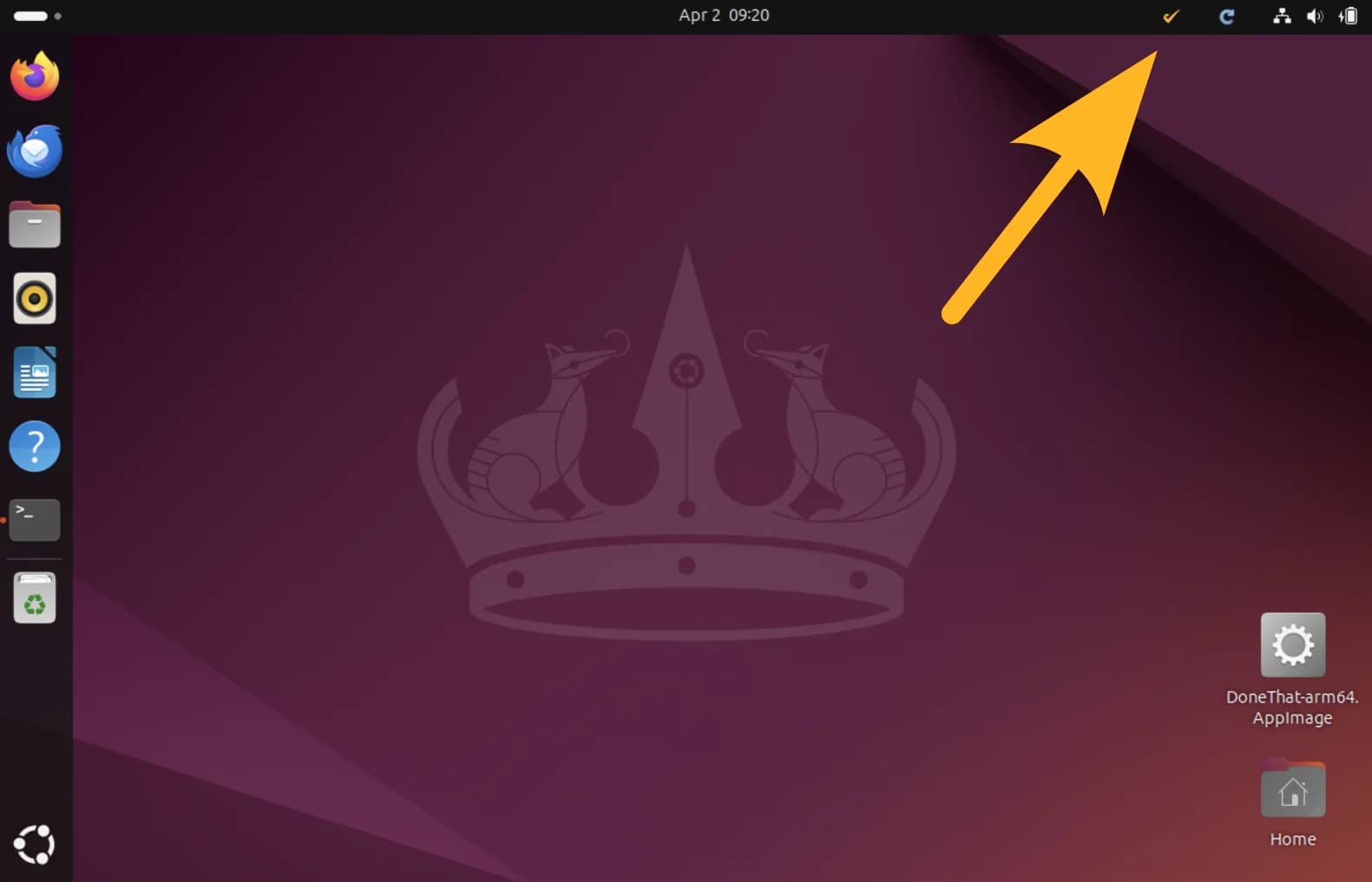 Linux tray screenshot