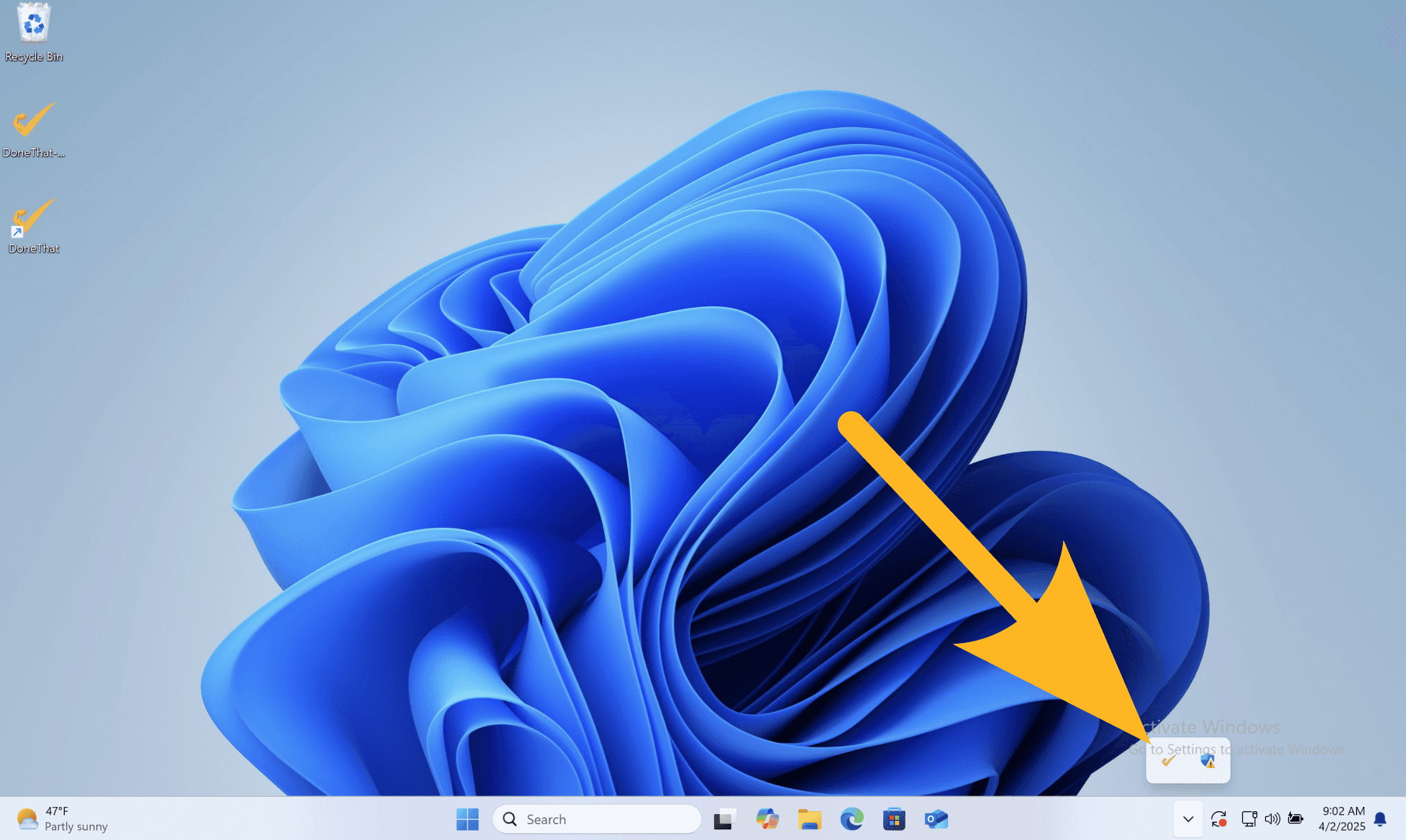 Windows tray screenshot