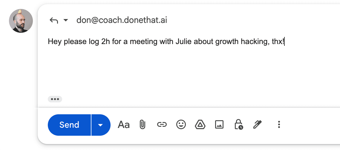 Adding offline work via email in DoneThat