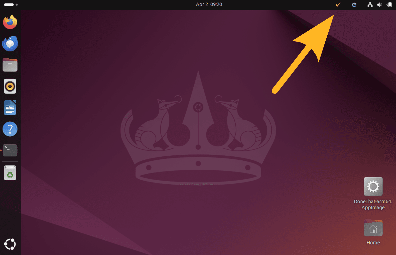 Linux tray screenshot